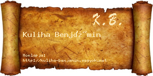 Kuliha Benjámin névjegykártya